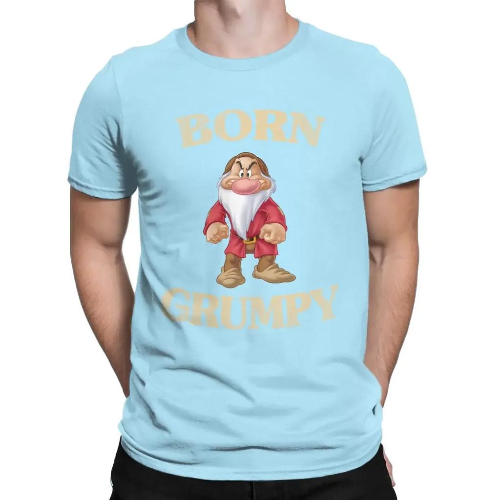 Men Disney Born Grumpy Seven Dwarfs T Shirts Cotton Clothing Funny Short Sleeve Round Neck Tees Printing T-Shirts
