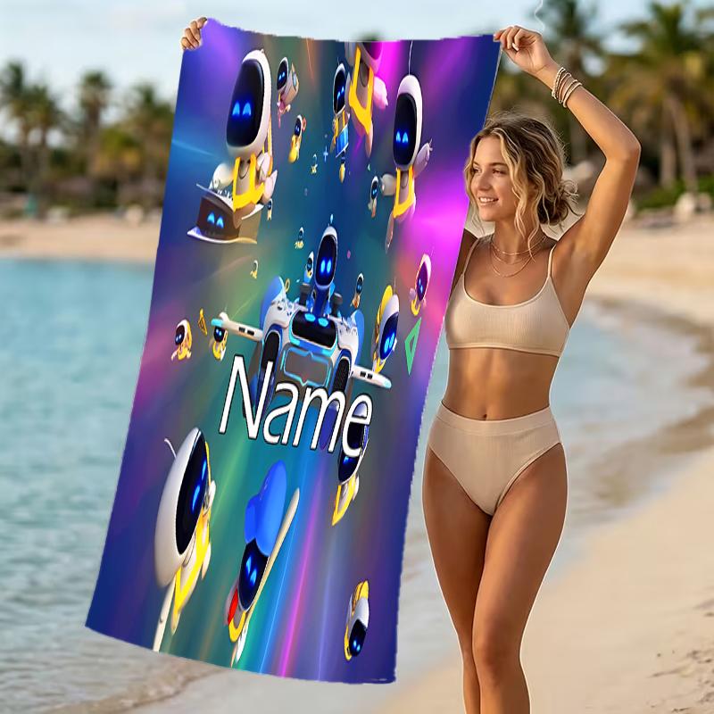 Customizable personalized beach towels Astro Bot themed designs.Suitable for the beach, yoga, sports;ideal as beach accessories