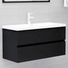 Sink Cabinet - EXCLUSIVE HOUSE - Integrated Sink - Glossy Black - Engineered Wood - Storage Drawer