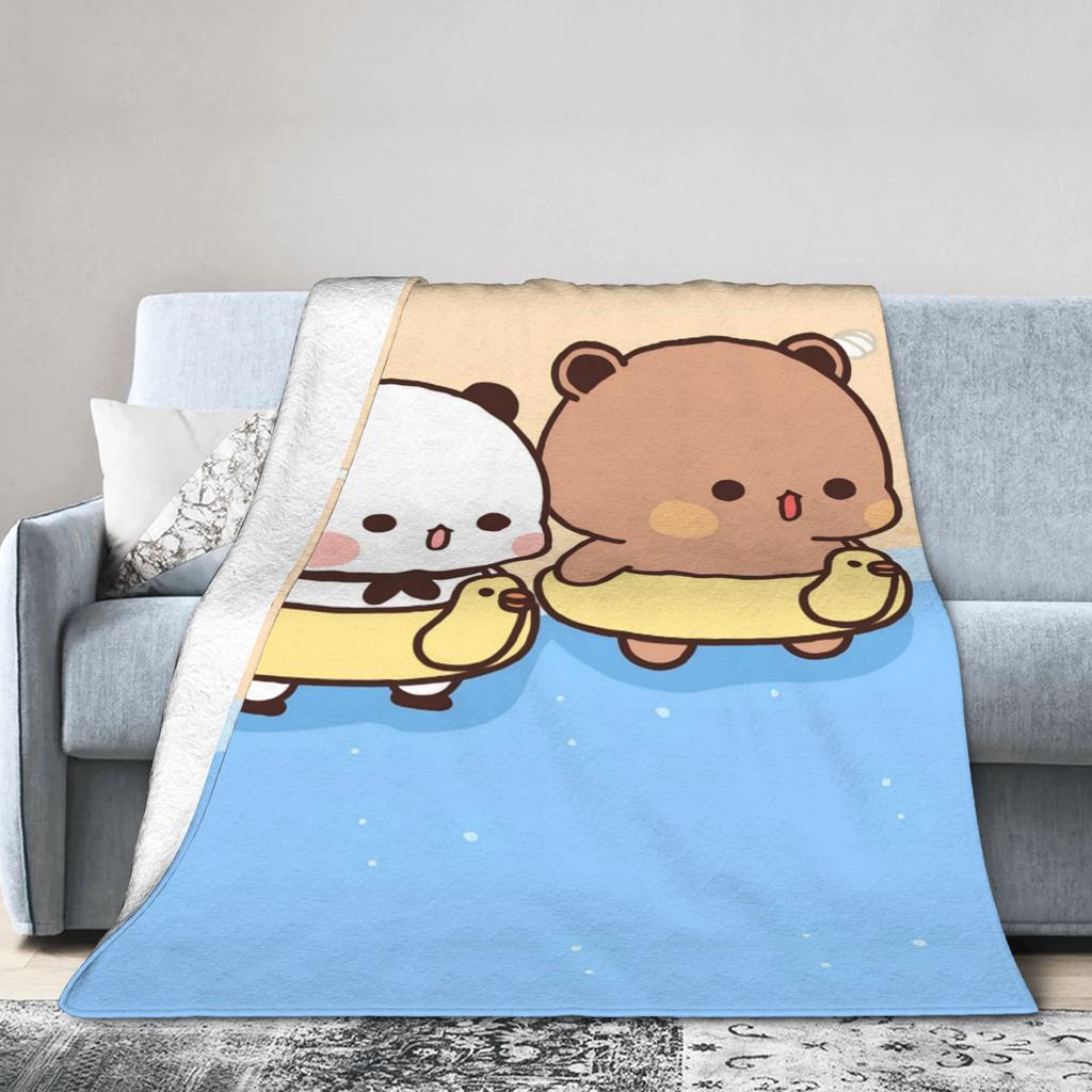 Bubu Dudu Süßer Cartoon-Bär Charakter Warme Weiche Decke Kawaii Panda Plüsch Überwurfdecke Schlafzimmer Flanell Bettüberwurf Sofabezug