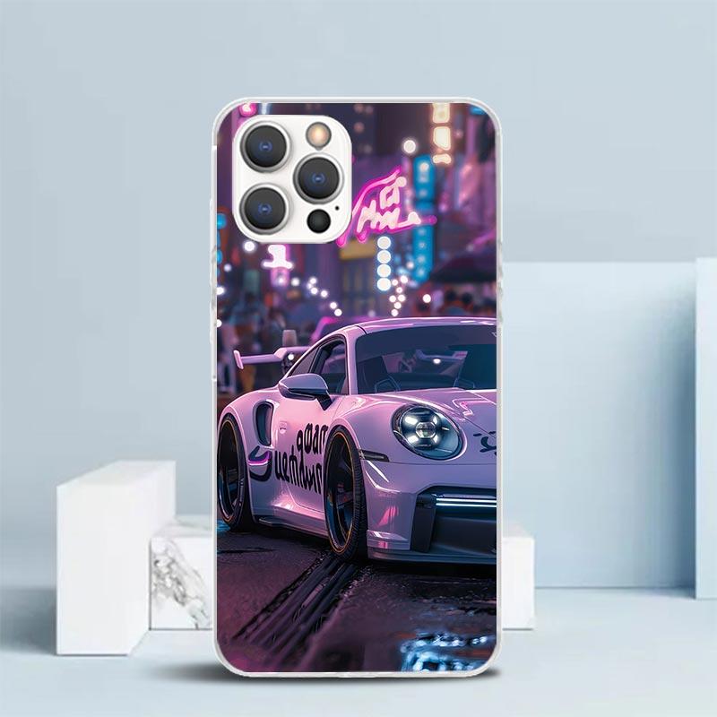 Sports Car 911 Soft Cover for iPhone 16 17 Air 15 14 Pro Max 16E Phone Case 13 Mini 12 11 7 SE 8 Print Pattern Fit Cases 16 17 A