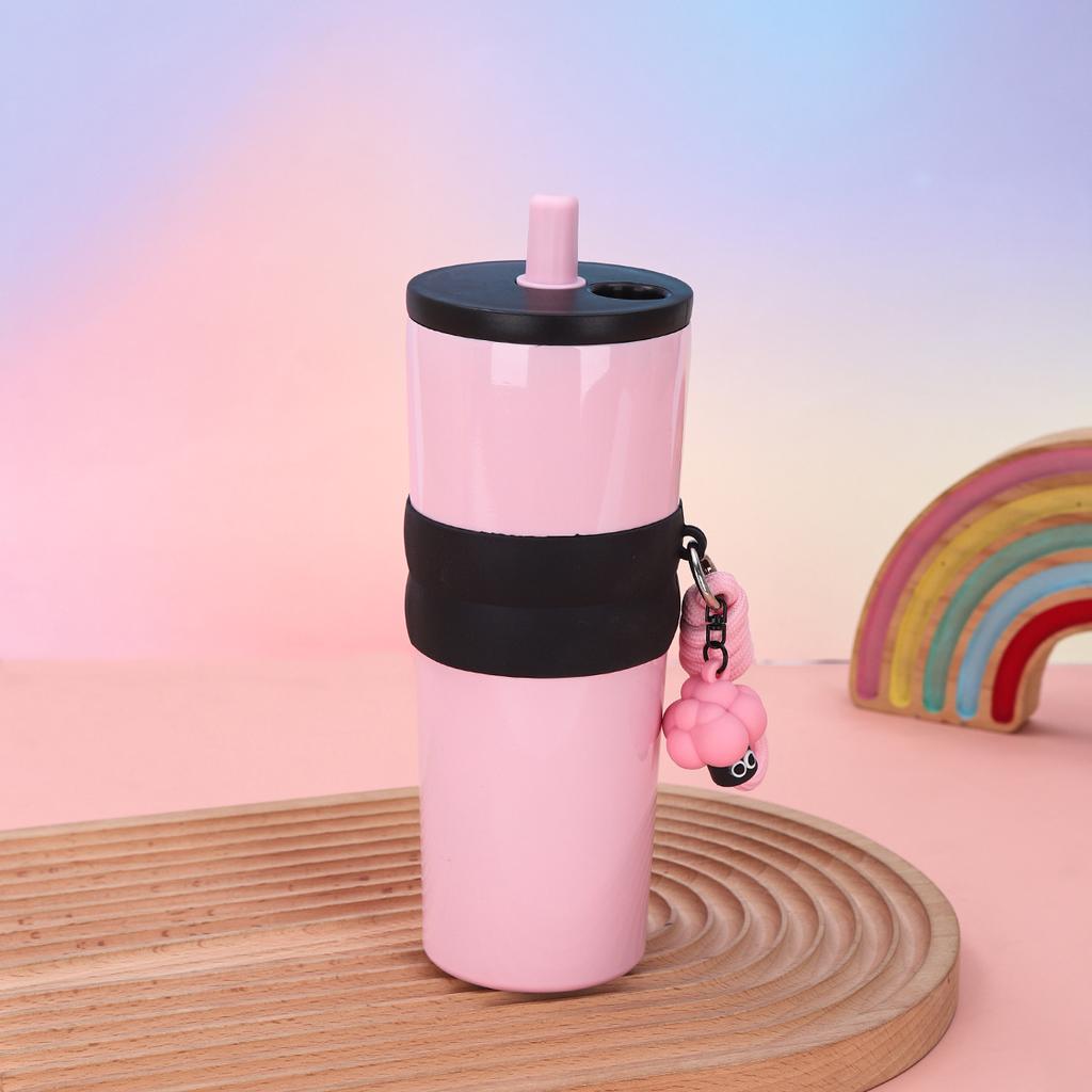 New Creative High Appearance Level Stainless Steel Thermos Cup Portable Rope Portable Car Cup Outdoor Straw Ice Bully Cup