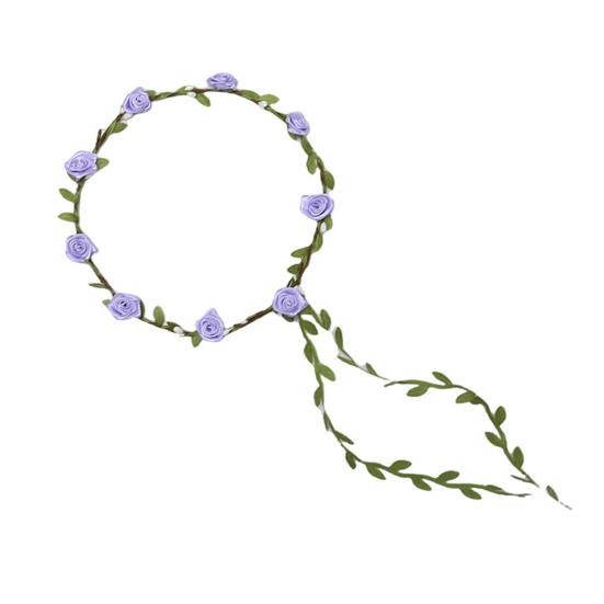 Assorted Colored Rose Flower Crown for Women Floral Bohemian Headpiece Fairy Wreath Headband with Green Leaves for Wedding Party