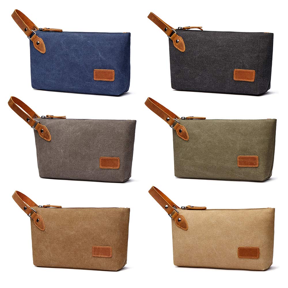 Thick Canvas X Leather Mini Second Bag Clutch Bag Small Makeup Bag Casual Formal Wedding Bag Handbag Small Bag Pouch Bag [Whatna] Men's Gentlemen's