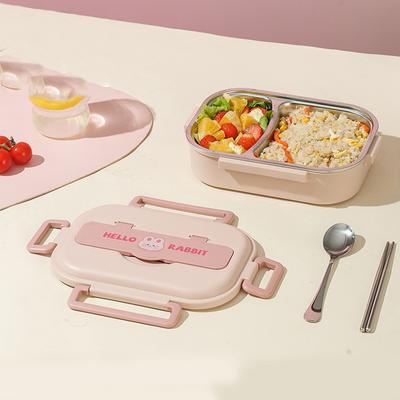 Stainless Steel Leakproof Sealed Food Container Microwave Safe 850/1500ml Thermal Bento Lunch Box Rabbit 2/4/5 Grids for Lunch