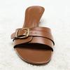 Kávové Koťátko Podpatek Dámské Pantofle Sexy Otevřená Špička Kovová Přezka Design Skluzavky Pohodlné Street Style Mules Pantofle