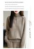Women's Heavyweight Pure Wool Stand Collar Cardigan for Autumn/Winter