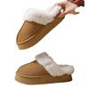 Winter Plush Lined Thick Sole Slip On Cotton Slippers For Indoor Outdoor Wear