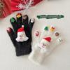 1 Pair Christmas Knitted Gloves Men Women Winter Warm Thick Plush Gloves with Xmas Charm Outdoor Cycling Cold Weather Thermal Full Finger Gloves