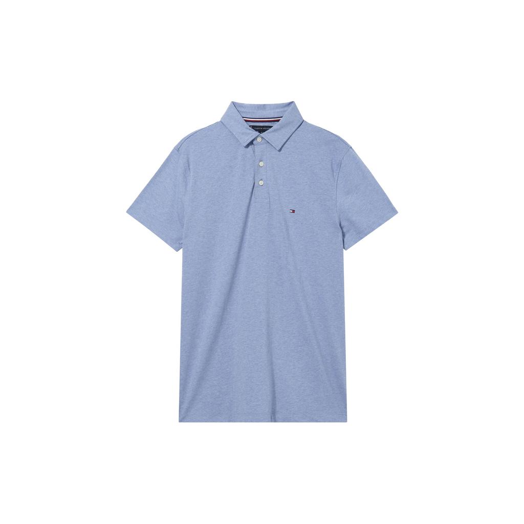 Tommy Hilfiger Golf Outfit American Vintage Solid Color Simple Comfortable Slim Fit Short Sleeve Polo Shirt Men tops Light-Blue 78JA919-420