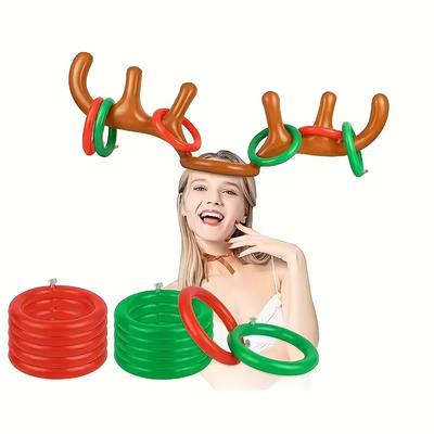 One Set of Inflatable Reindeer Antlers Game, Perfect for Family Christmas Parties, Suitable for Adults and Children.