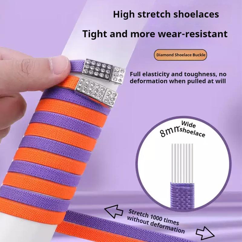 Diamond Magnetic Shoelaces without ties Elastic Laces Sneakers Tennis Women No Tie Shoe laces Flat Wide Shoelace Shoe Accessorie