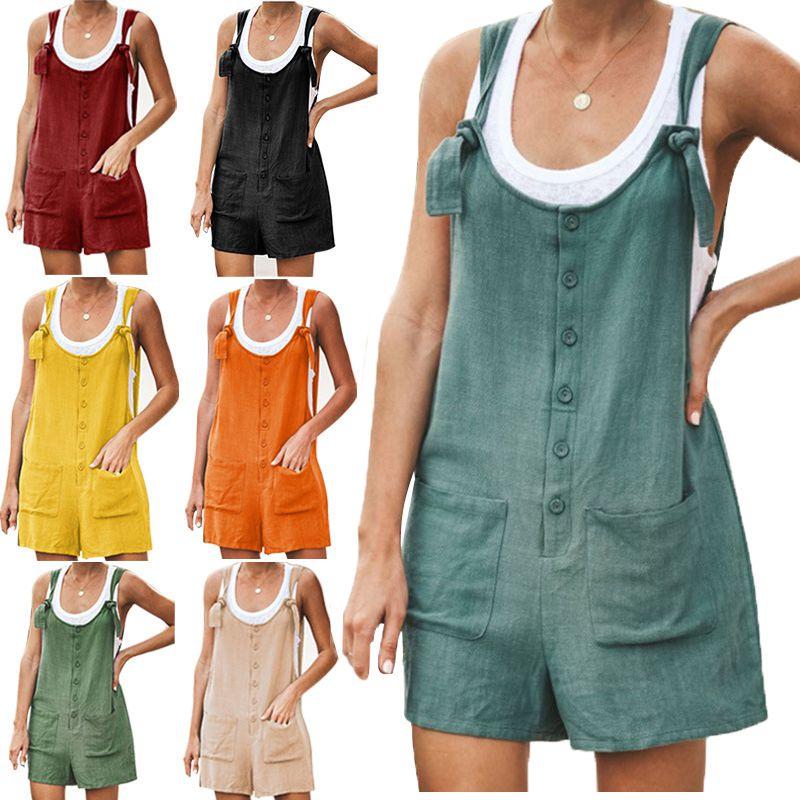 Comoda Salopette Senza Maniche da Donna con Tasche Pratiche Salopette Corta