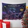 A Concert Scene Under a Cosmic-themed Sky with Planets and Stars. Patterned Tapestry for Bedroom and Living Room Home Decor
