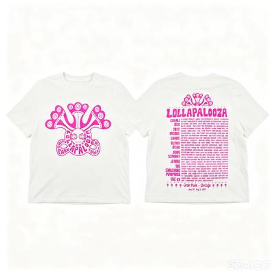 Summer Hot Sale Lollapalooza 2026 Chicago Double Sided T-shirt Y2K Unisex Streetwear Oversized T-shirt Harajuku Hip Hop Punk T-shirt