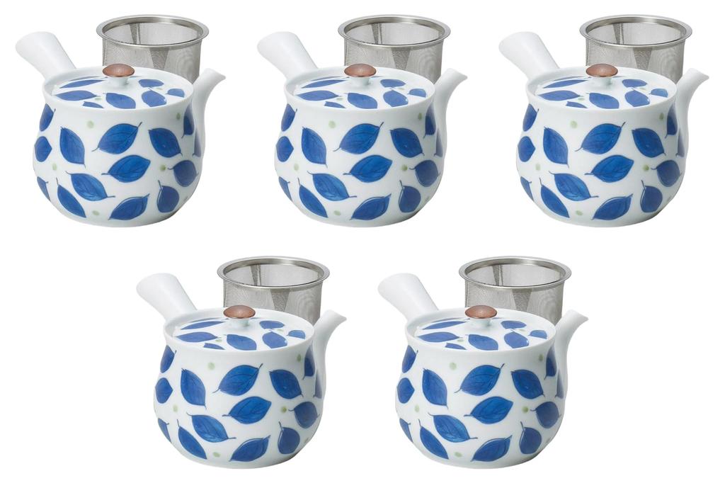 Set of 5 Extra Large Teapots with Leaf Edges Arita Ware Teapots Arita Ware Setomonohonpo U-Shaped [12×10.5cm 650cc]