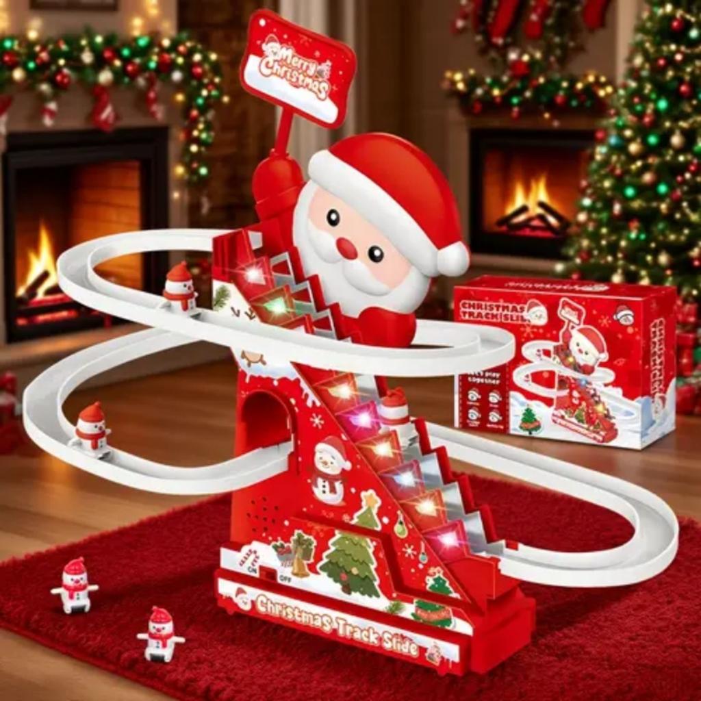 Santa Claus Gift Assembly Electric Track Climbing Stairs Lighting Music Puzzle Children's Christmas Toys