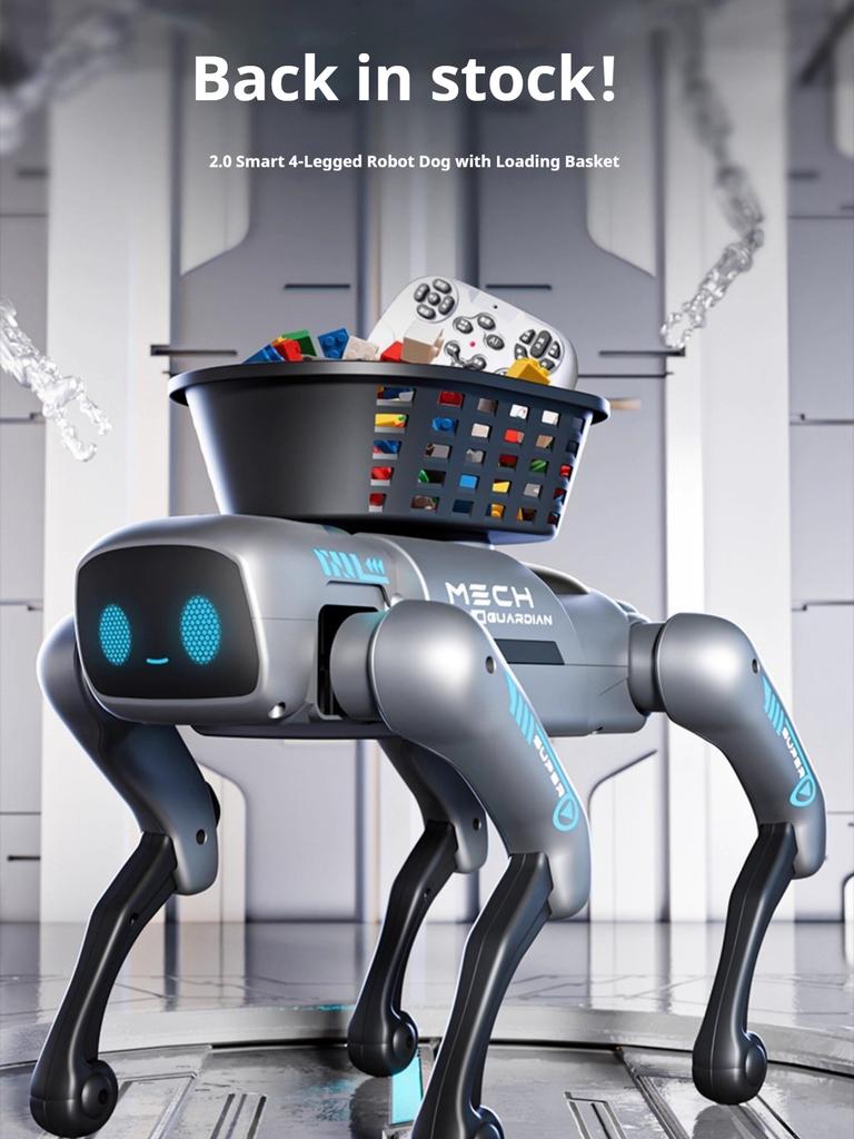 New Ai Intelligent Smart Robot Dog Remote Control Toy Programmable With Loading Basket For Boys Birthday Festival Gift