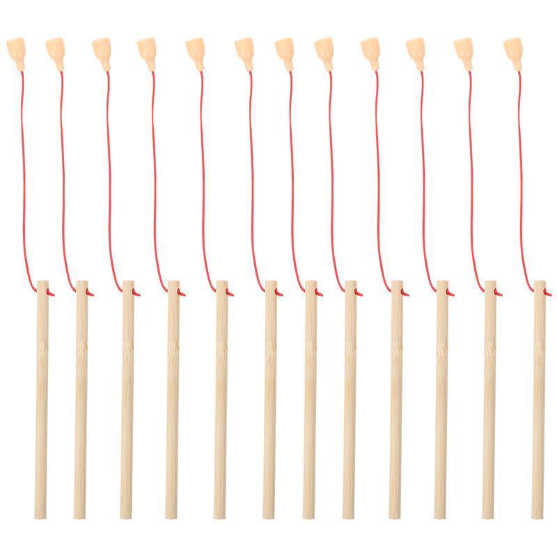 12pcs / Wooden Magnetism Fishing Poles Wood Fishing Rod Early Educationaltoys Kindergarten Kids Puzzle Toys 15cm