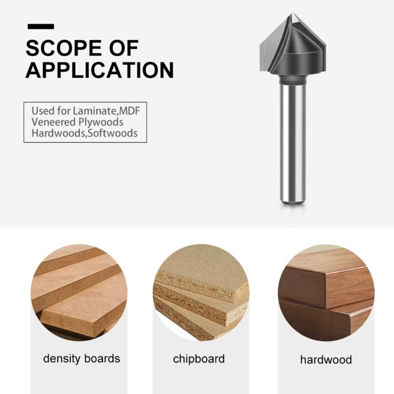 90 Degree V Trench Routers Bit Tungstens Carbides Woodworking Tool For Precise Edging And Grooving