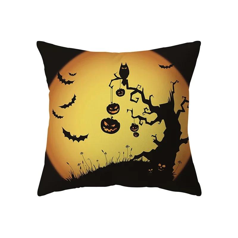 Halloween Horror Pumpkin Print Pattern Cushion Cover Home Living Room Sofa Decoration Square Pillow