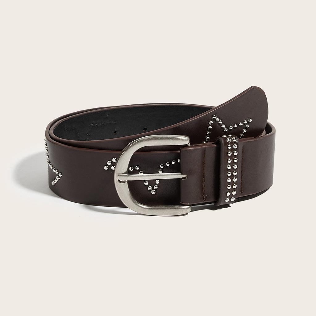 Punk Star Shape Alloy Buckle Pu Leather Belt For Casual Outdoor Wear