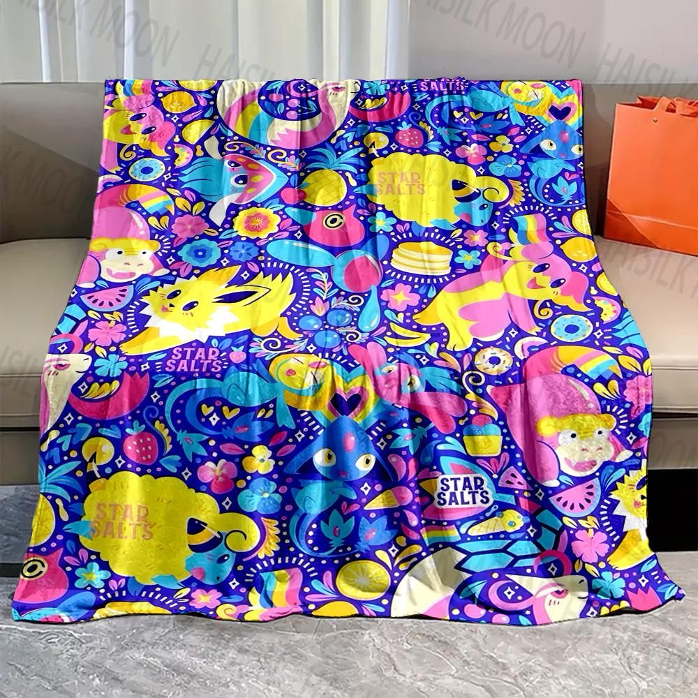 1PC Cartoon Pokémon Characters Print Blanket Fluffy Plush Sofa Bed Blanket for Kids Adults Travel Camping Supplies Car for Gifts