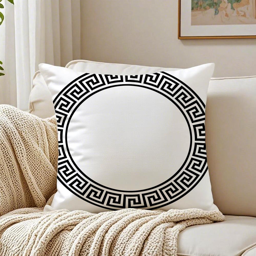 Geometric Embroidery Pillow Case Double-Sided Plush Sofa Cushion Covers Organic Breathable Invisible Zipper