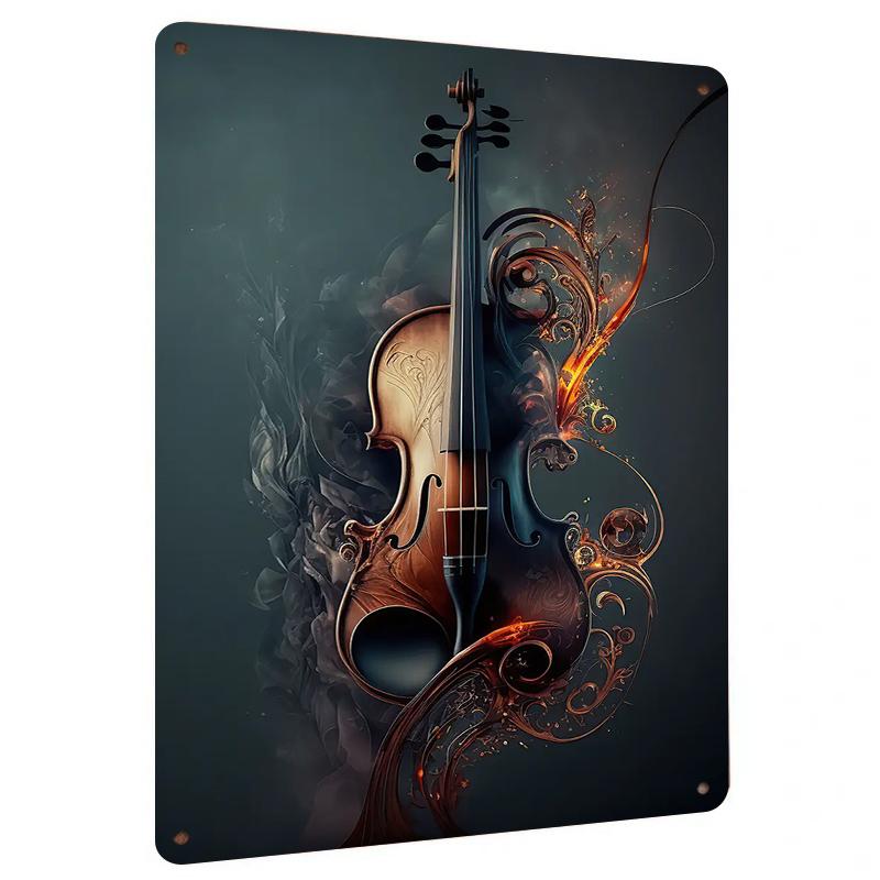 

Artistic Violin Metal Wall Art Home Decor Creative European Musical Instrument Wall Hanging 20x30cm（7.8x11.8inch）
