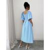 Europe, America 2026 summer new fashion temperament design square neck bubble sleeve bubble puff dress