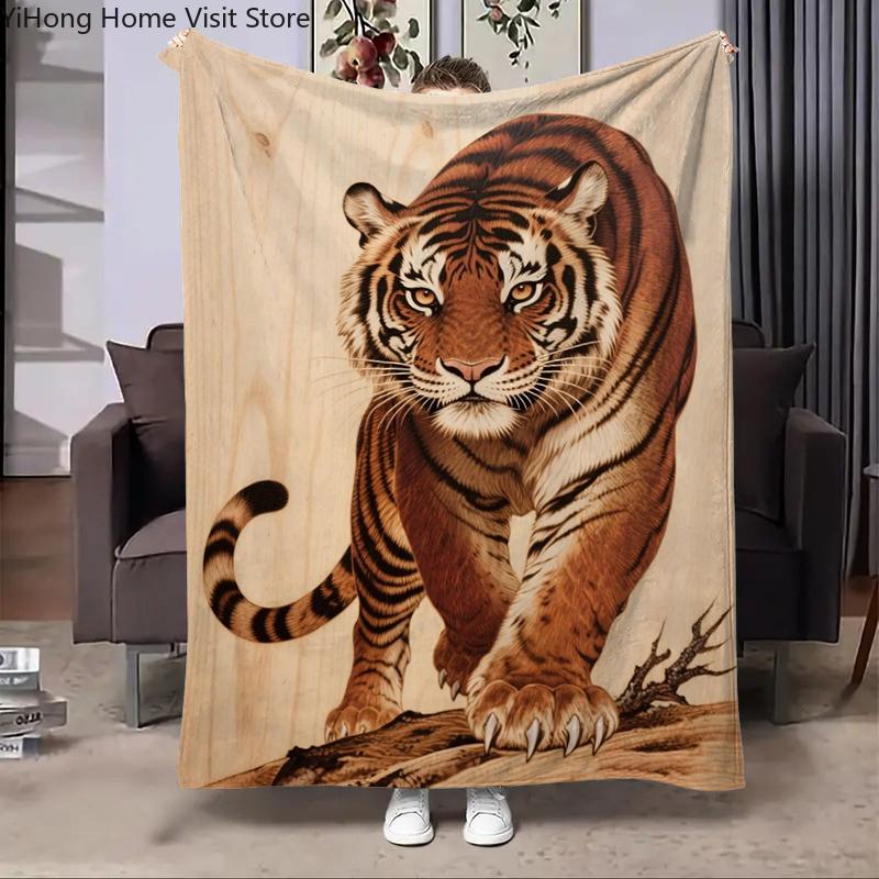 8 Storlekar Ny Tiger Tecknad Djur Flanellfilt Fluffig Barn och Vuxna Soffa Plysch Sängöverkast Pläd Lunchfilt för Soffa Säng