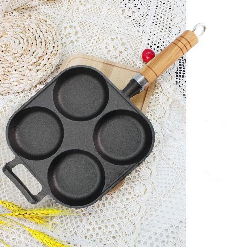 ZISIZ Cast Iron 4-Hole Egg Frying Pan