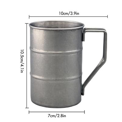 13Oz Industrial Style Beer Mugs with Handle, 304 Stainless Steel Tankard Stein, Cups for Coffee Milk Tea