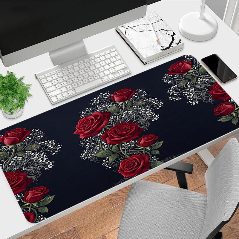 Roses Xl Gaming Mouse Pad Nonslip Rubber Base Stitched Edge Waterproof Desk Mat For Pc Laptop Gamer Office Computer Accessories C927562