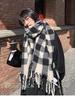European and American style winter high sense thickened black and white plaid scarf female tassel warm Korean version shawl male wholesale