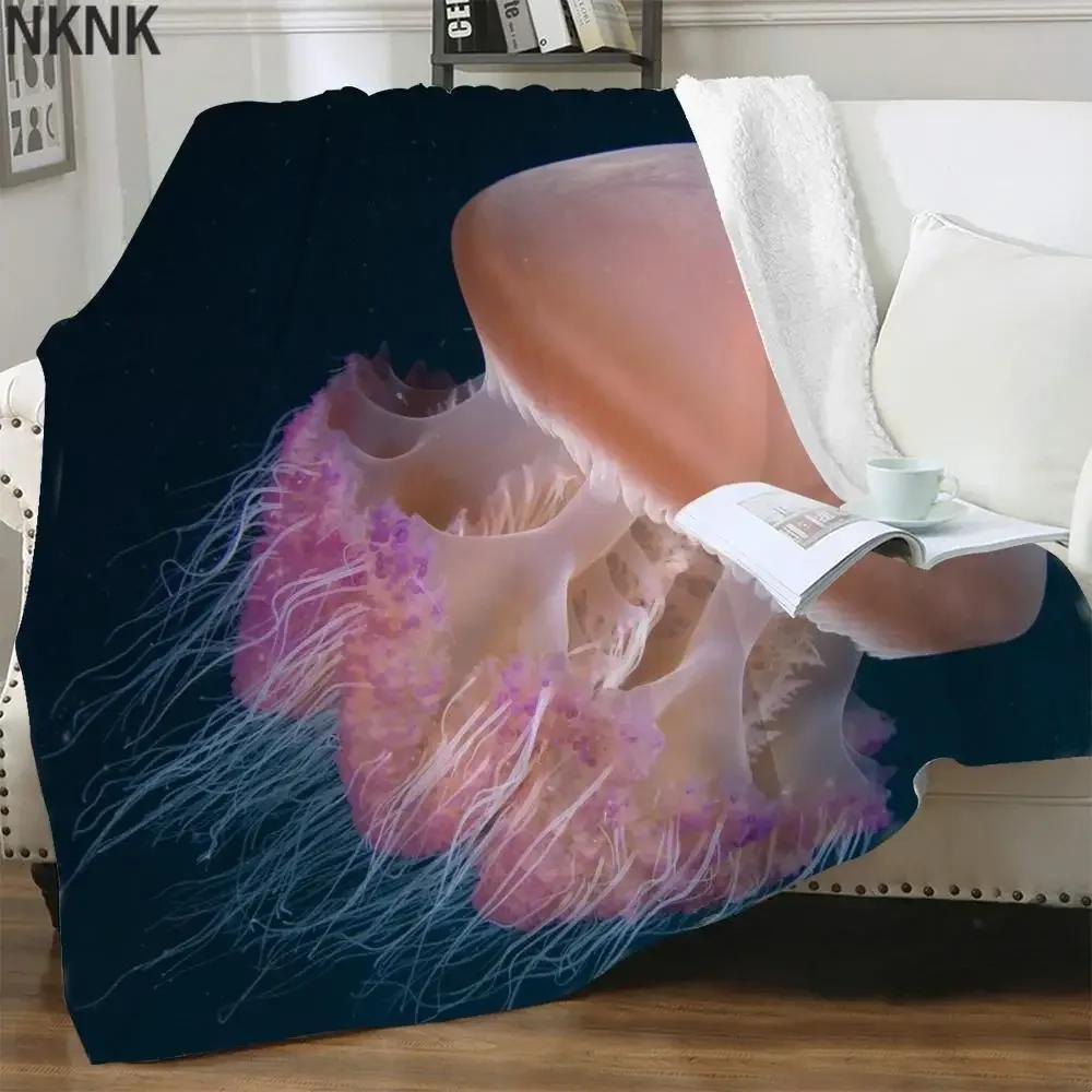 Undersea Blanket,Magic Glowing Jellyfish Underwater Blanket Soft Warm Blankets for Bed Couch Sofa Lightweight Travelling Camping