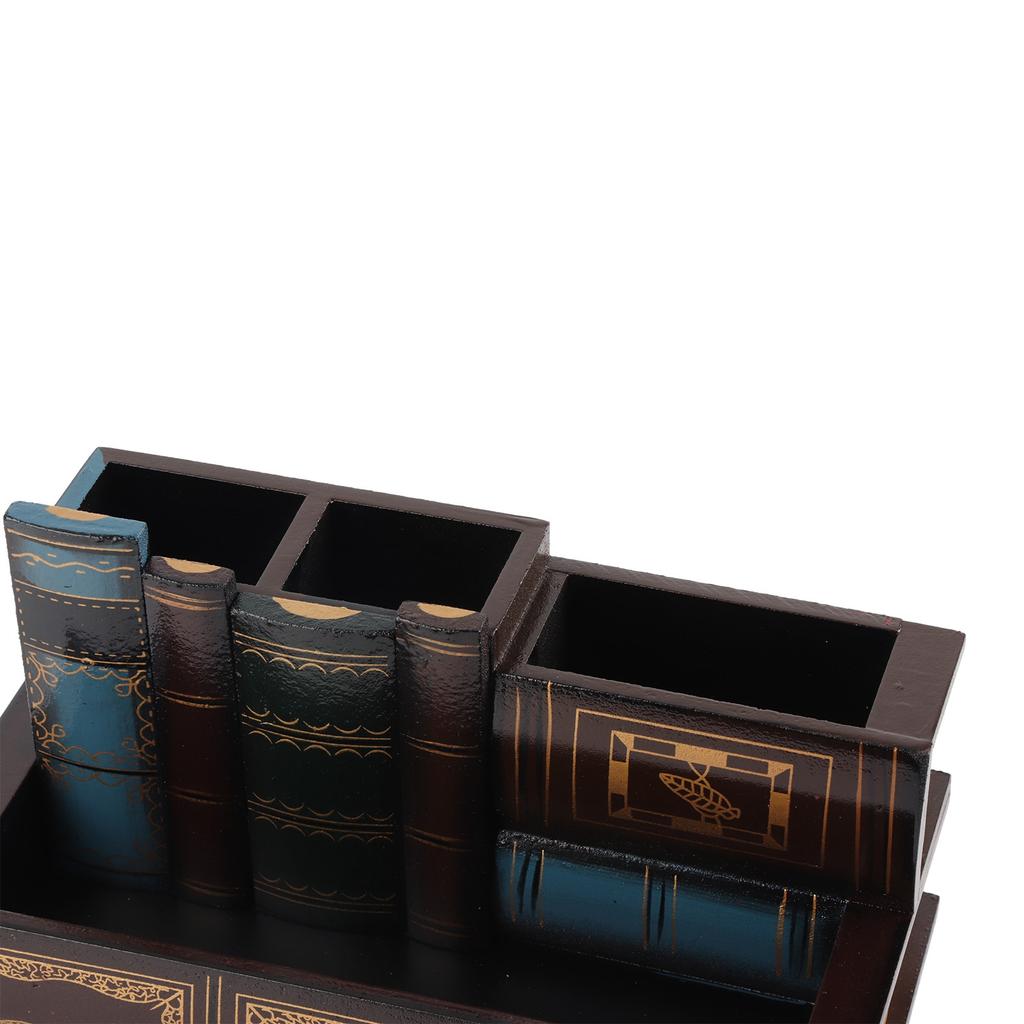 Wooden Pen Holder Retro Style Unique Design Premium Wood Sturdy Durable Wide Application Pencil