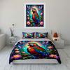 Vibrant Parrot and Flowers Bedding Duvet Cover Set  (1*Duvet Cover 2*Pillowcases, Without Duvet Insert)