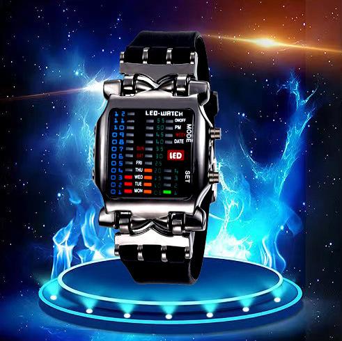 Tendencia de Moda Creativa Binaria Reloj Estudiante Personalidad Casual Reloj Electrónico LED Reloj Cangrejo