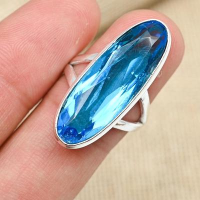 Modrý topaz krásny drahokam 925 Sterling Silver Jewelry Promise Ring všetky veľkosti