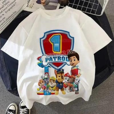 Paw Patrol T-shirt Cute Cartoon Figure Print Girls Boys Summer Clothes Fashion Graphic Tees Short Sleeve Tops Kids Birthday Gift