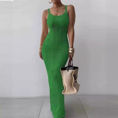 Mode Elegant Ärmellos Bodycon Sommer Trägerkleid Sexy Slim Fit Gestreift Party Langes Kleid Damen Einfarbig Lässig Schlicht Damenbekleidung