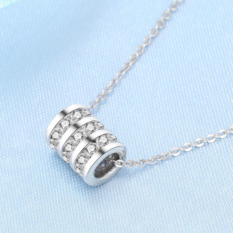 925 Silver Necklace For Women Round Pendent Sparkling Pave CZ Necklace Fashion Anniversary Birthday Jewelry Gifts N755
