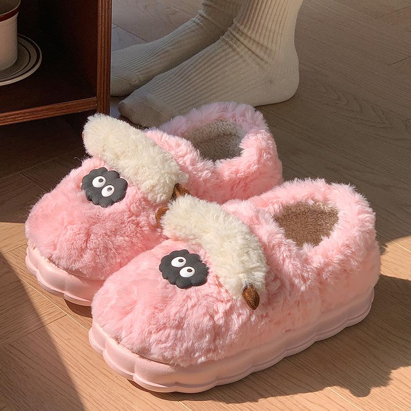 Cotton Slippers Women's Winter New Mao Mao Confinement Shoes Indoor Home All-inclusive Heel Cotton Shoes Men's Winter