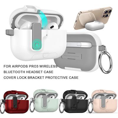 2025 Neu für AirPods Pro 3 Handy Ständer Hülle Abdeckung Magnetische Auto-Lock TPU Stoßfeste Schutzhülle mit Haken für AirPods Pro3