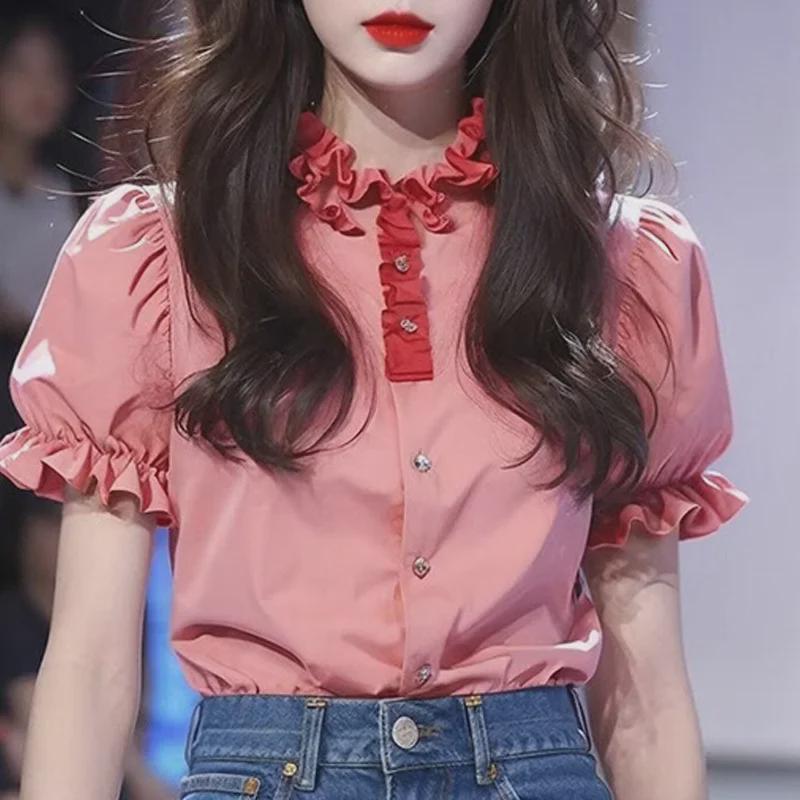 

2024 Trendy Chic Women s Pink Short-Sleeve Shirts S рожевий