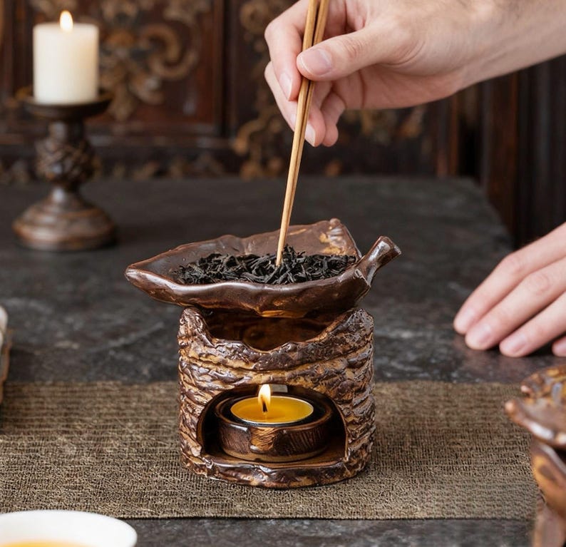 Handmade Rustic Ceramic Burner Aromatherapy Oil Diffuser Tea & Herb Heater