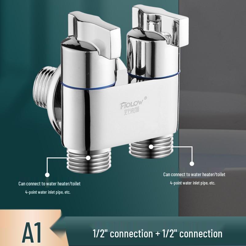 Dual-Control Water Splitter: Three-Way Angle Valve with Switch for Washing Machine Connections