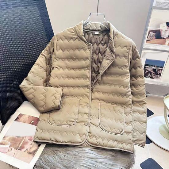 Women's Quilted Down Jacket Lightweight Long Sleeve Puffer Coat Button Down Winter Outerwear with Pockets