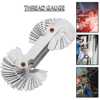 52 Blades Screw Gauge Thread Pitch Gage 60° Metric 55° Whit Worth Lock Up Device